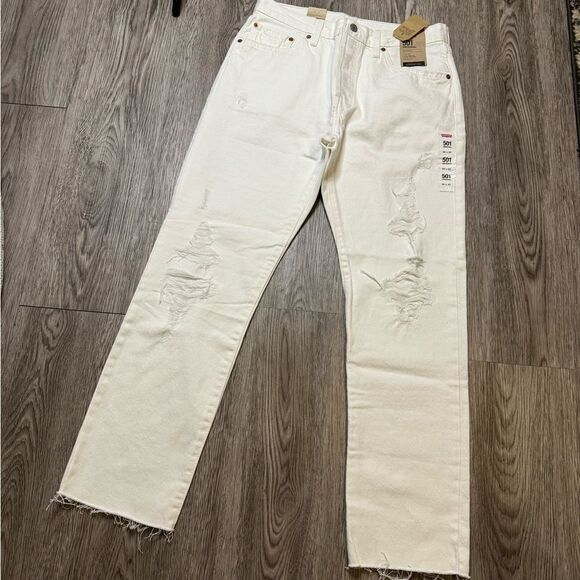 Levi's Denim - - Levi’s 501 women’s white distressed jeans - NWT - 30x30